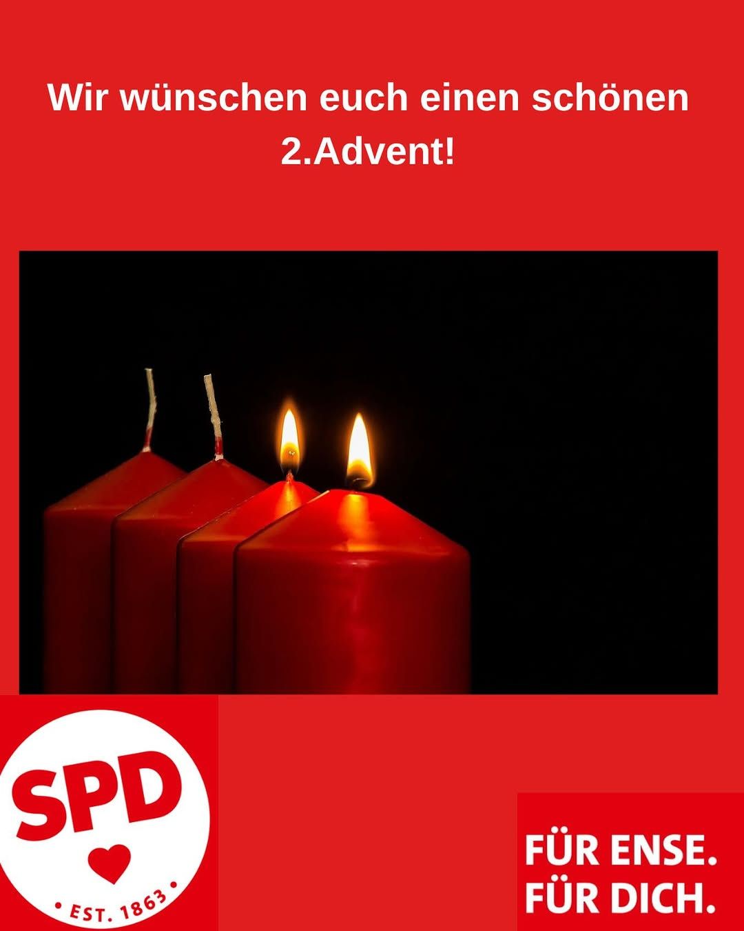 Instagram-Beitrag von SPD Ense: 🕯️🕯️ Wir wünschen einen besinnlichen 2. Advent!
Ein kleiner Impuls für heute:
Wem kannst du in der...